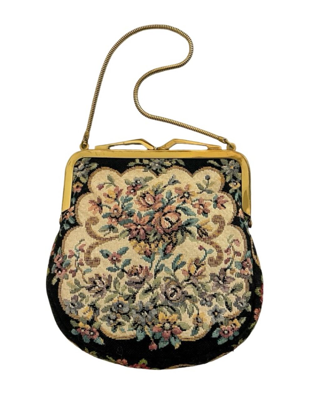 Vintage Simpson's Floral Tapestry Evening Bag with Chain Strap